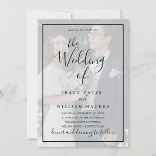 Convites Casamento de Fotografia Vellum da Caligrafia Preta