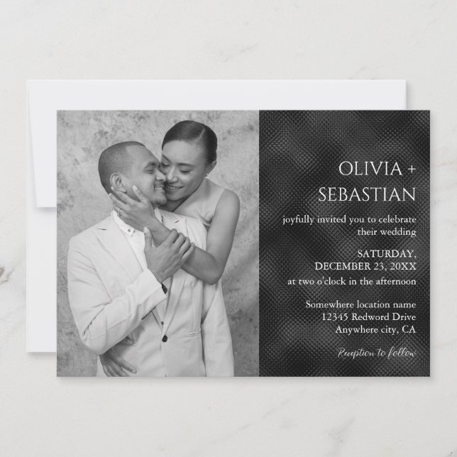 Convites Casamento de Fotografias a Preto Mínimo Moderno (Frente)
