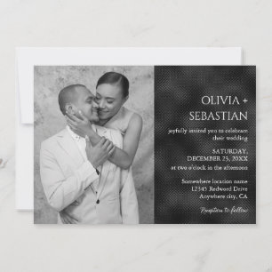 Convites Casamento de Fotografias a Preto Mínimo Moderno