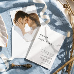 Convites Casamento de Fotografias Brancas Modernas<br><div class="desc">Apresentando nossa design de Convite para Foto Branca Moderna e Branca, uma verdadeira representação do minimalismo moderno e da elegância. Com a sua única mistura de elementos criativos e quic design, essa design é perfeita para aqueles que buscam uma estética polida e ousada em seu dia especial. Nossa tipografia quic...</div>