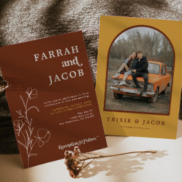 Convites Casamento de Fotografias com Arco Floral de Rust,