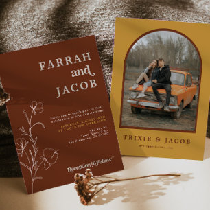 Convites Casamento de Fotografias com Arco Floral de Rust,