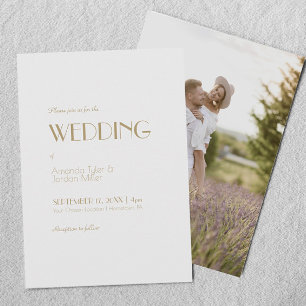 Convites Casamento de Fotografias com Deco Moderno e Dourad