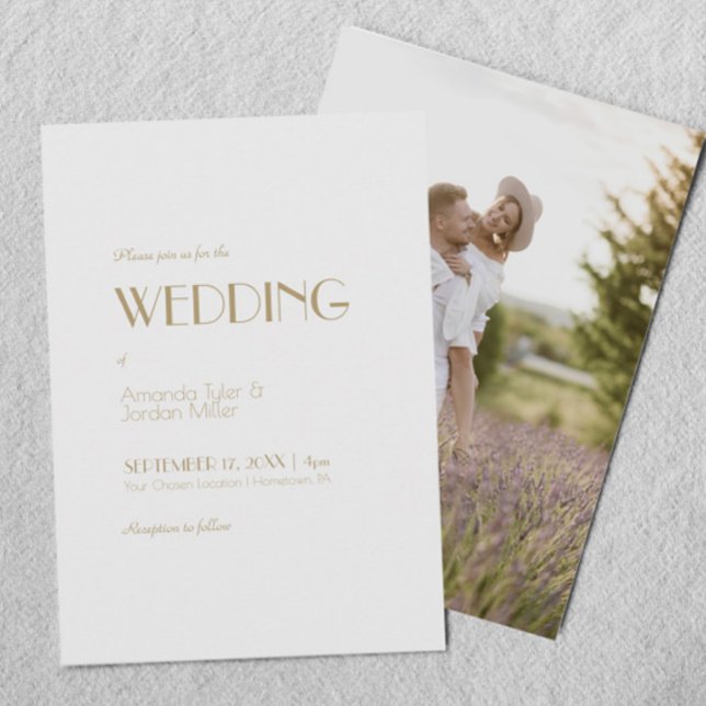 Convites Casamento de Fotografias com Deco Moderno e Dourad (Criador carregado)