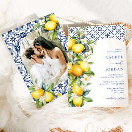 Convites Casamento de Fotografias com Limão de Aquarela