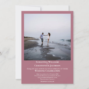 Convites Casamento de Fotografias com Rosa de Dusty Moderno
