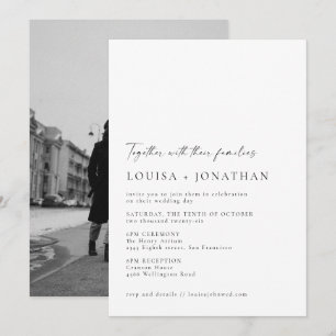 Convites Casamento de Fotografias com Script Branco Chic Bl