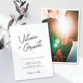 Convites Casamento de Fotografias com Script Branco Mínimo 