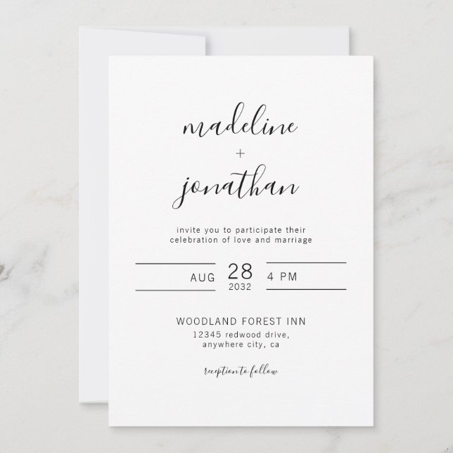 Convites Casamento de Fotografias com Script Elegante Simpl (Verso)