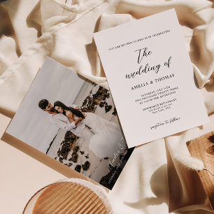 Convites Casamento de Fotografias com Script Elegante Simpl
