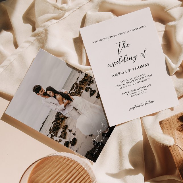 Convites Casamento de Fotografias com Script Elegante Simpl (Criador carregado)