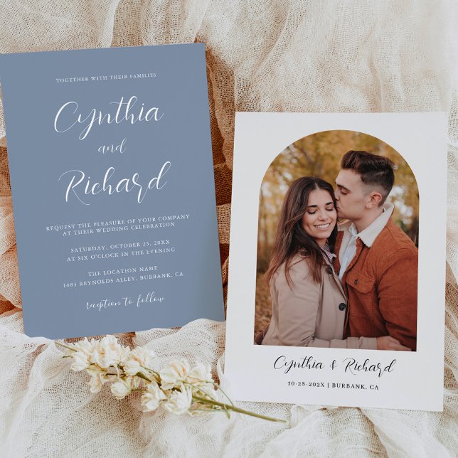 Convites Casamento de Fotografias com Script Minimalista Du (Criador carregado)