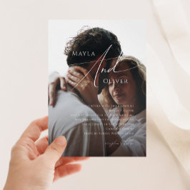 Convites Casamento de Fotografias com Script Minimalista Wh