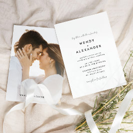 Convites Casamento de Fotografias com Script Moderno Branco