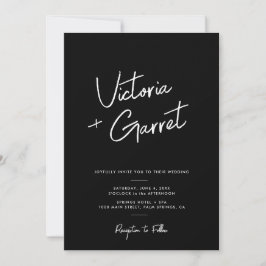 Convites Casamento de Fotografias com Script Preto Mínimo M