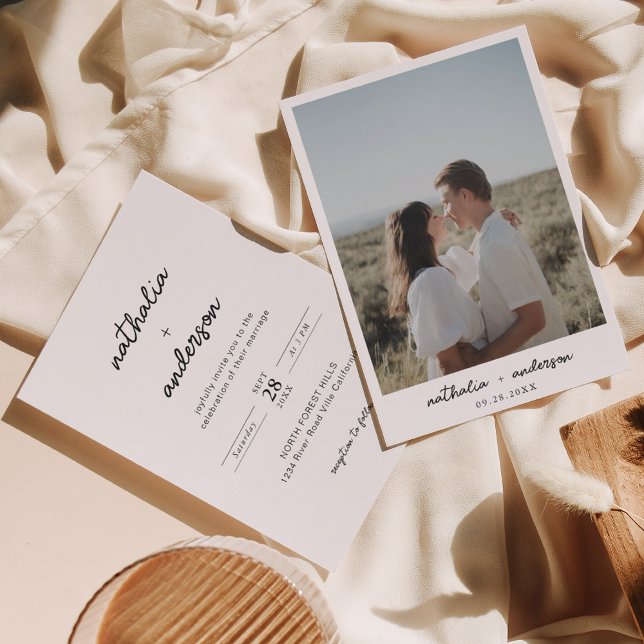 Convites Casamento de Fotografias com Script Simples Modern (Criador carregado)