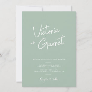 Convites Casamento de Fotografias com Script Verde Mínimo M