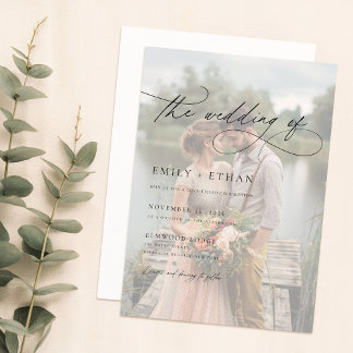 Convites Casamento de Fotografias com Sobreposição de Scrip