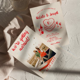 Convites Casamento De Fotografias De Bolo Vermelho Quirky D