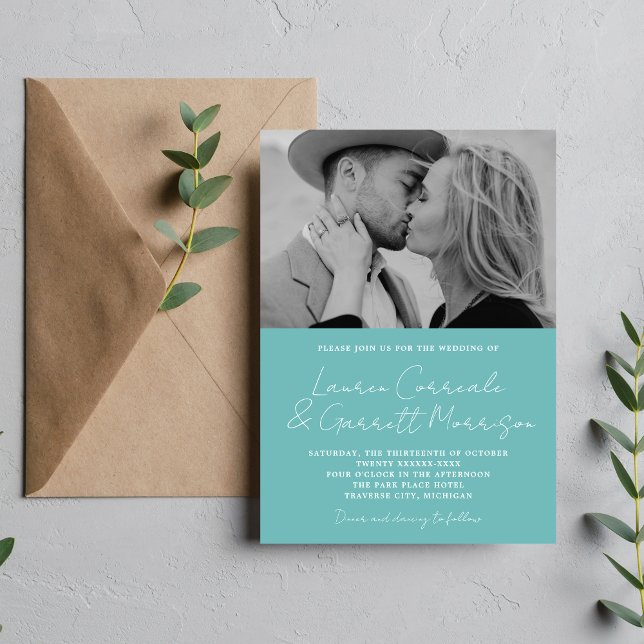 Convites Casamento de Fotografias de Caribe Moderno True Si (Criador carregado)