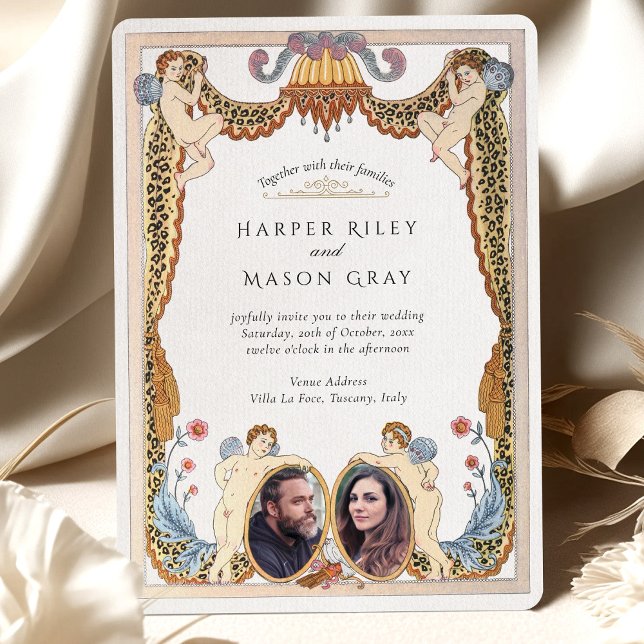 Convites Casamento de Fotografias de Cherub Impresso Única  (Criador carregado)