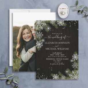 Convites Casamento de Fotografias de Inverno Negro Escuro