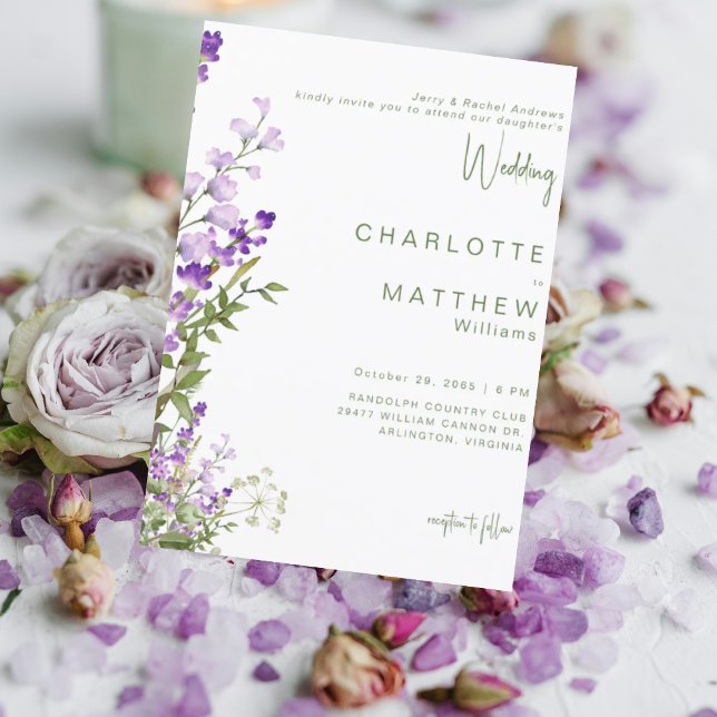 Convites Casamento de Fotografias de Lavanda dos Noivos (Criador carregado)