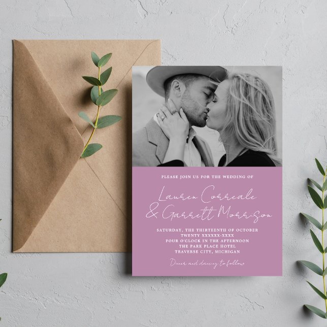 Convites Casamento de Fotografias de Lavanda Moderna Simpli (Criador carregado)