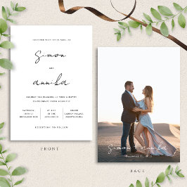 Convites Casamento de Fotografias de Letra Moderna Elegante