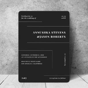 Convites Casamento de Fotografias de Linhas Geométricas Neg