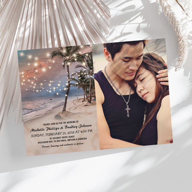 Convites Casamento de Fotografias de Luzes de Praia Tropica (Criador carregado)