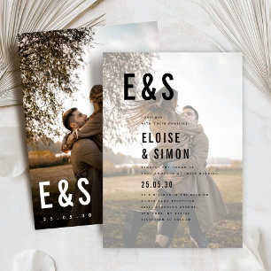 Convites Casamento de Fotografias de Monograma de Grande Ne