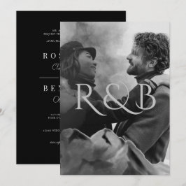 Convites Casamento de Fotografias de Monogramas Black and W