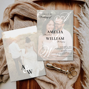 Convites Casamento de Fotografias de Nomes de Script Elegan