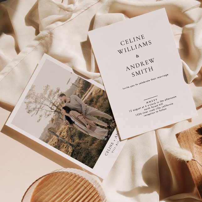 Convites Casamento de Fotografias de Numerais Romanos Elega (Criador carregado)