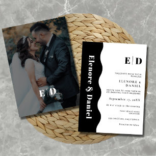 Convites Casamento de Fotografias de Ondas do Monograma em