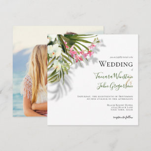 Convites Casamento de Fotografias de Palmas Tropicais Rosa-