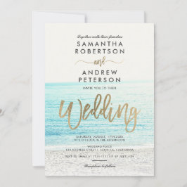 Convites Casamento de fotografias de praia com datilografia