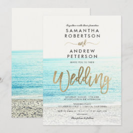 Convites Casamento de fotografias de praia com datilografia