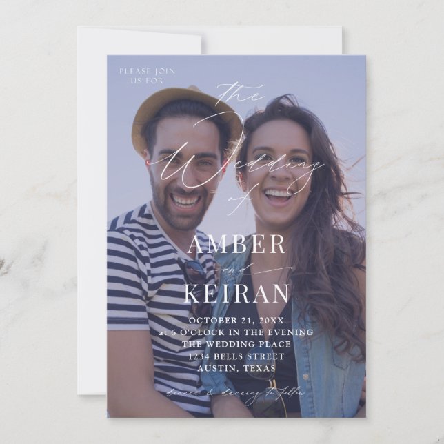 Convites Casamento de Fotografias de Shades Roxos (Frente)