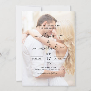 Convites Casamento de Fotografias de Sobreposição Branca e 