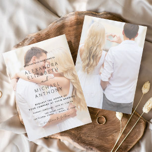 Convites Casamento de Fotografias de Sobreposição Branca e 