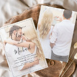 Convites Casamento de Fotografias de Sobreposição Branca e<br><div class="desc">Elevem a elegância do seu casamento com os nossos Convidados de Casamento de Fotos Modernos Pretos e Brancos. Estes convites combinam sofisticação clássica com minimalismo moderno, estabelecendo o tom perfeito para o seu dia especial. O design monocromático gera elegância no eterno, enquanto um recurso de foto personalizável permite mostrar sua...</div>
