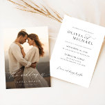 Convites Casamento de Fotografias de Sobreposição de Callig<br><div class="desc">Celebre seu dia especial com este Convite para Casamento de Fotos de Sobreposição de Caligrafia Elegante. Apresentando uma bela tipografia da escrita e uma fotografia íntima, é perfeita para um anúncio minimalista, mas sofisticado. Ideal para casais com orçamento consciente, este convite imprimível e editável é excelente para praia, ao ar...</div>