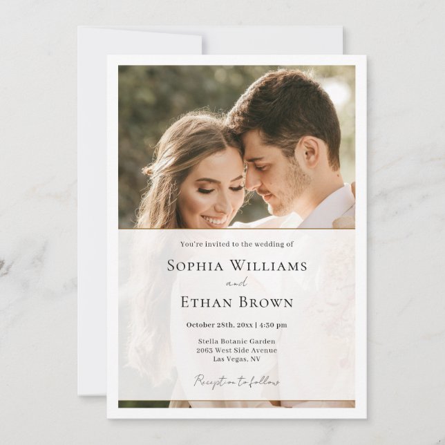 Convites Casamento de Fotografias de Sobreposição Preta e B (Frente)
