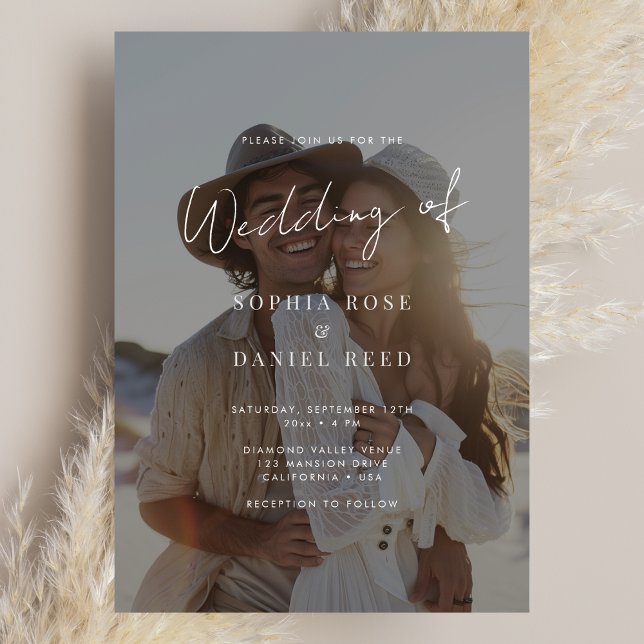 Convites Casamento de Fotografias de Sobreposição Preta e B (Criador carregado)