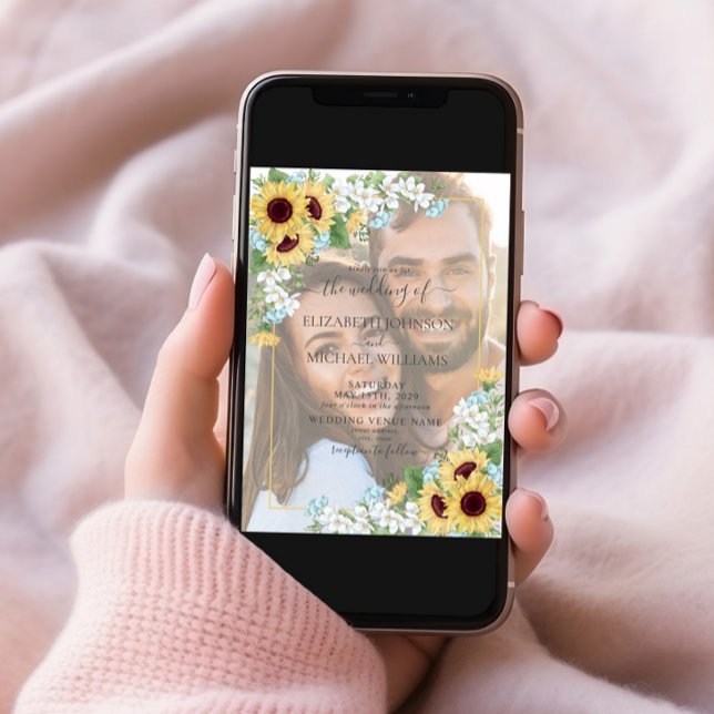 Convites Casamento de Fotografias de Vellum de Girassol Azu (Criador carregado)