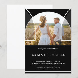 Convites Casamento de Fotografias do Arch Branco e Preto Mo