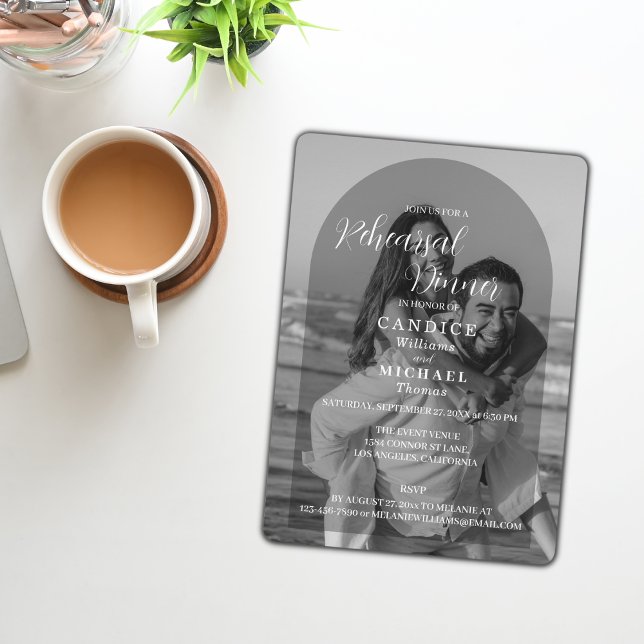 Convites Casamento De Fotografias Do Arco Branco E Preto Mo (Criador carregado)