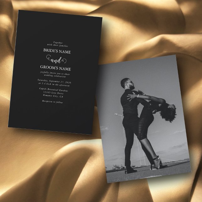 Convites Casamento de Fotografias do Casal de Script Branco (Criador carregado)